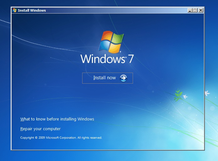 Windows 7 Install Now