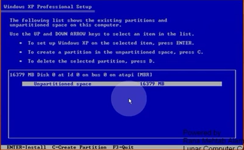 Windows XP press enter to Install
