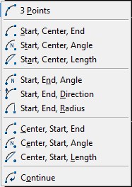 arc option in AutoCAD