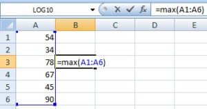 max in excel