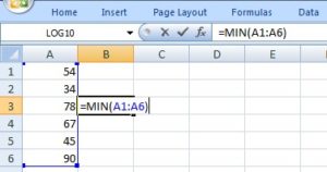 min in excel