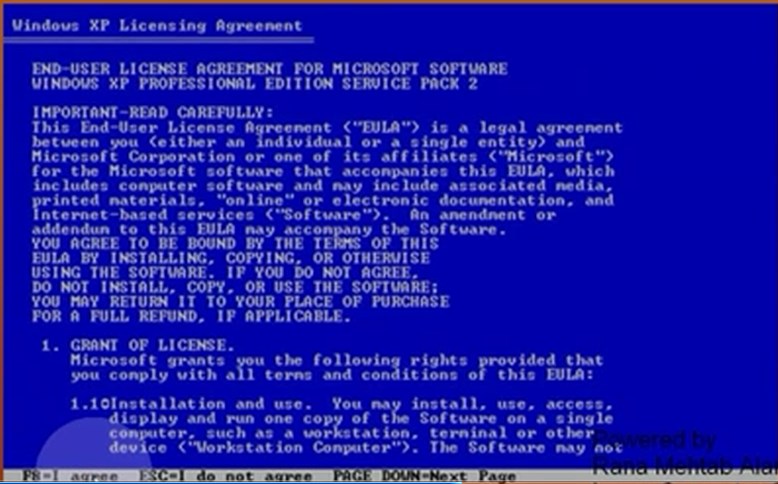 windows xp agreement f8