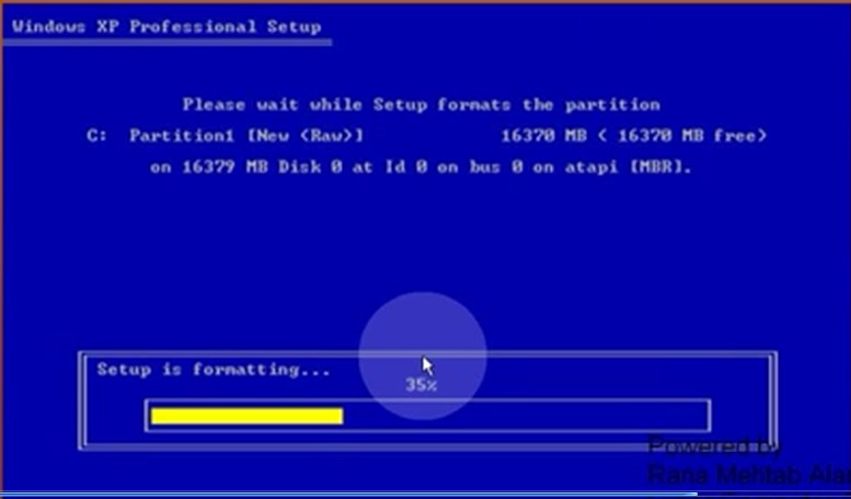 windows xp formatting