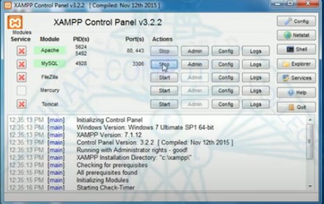 XAMPP server run