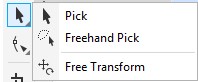 More tools in Pick tool Corel Draw 2020