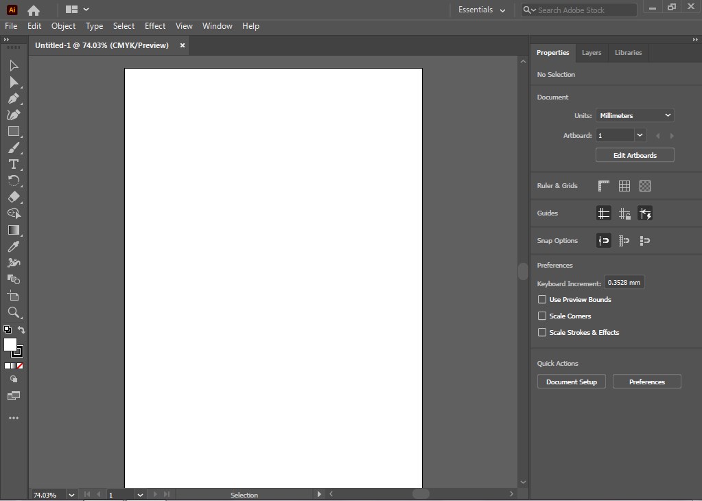 Adobe Illustrator a4 editing screen