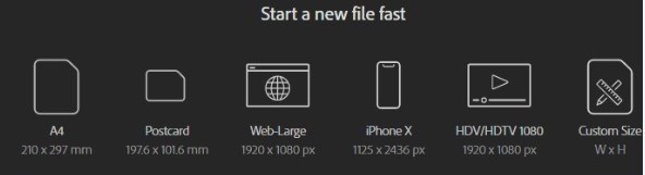 start a new file fast Adobe Illustrator first screen