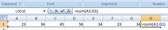 add values in range in excel