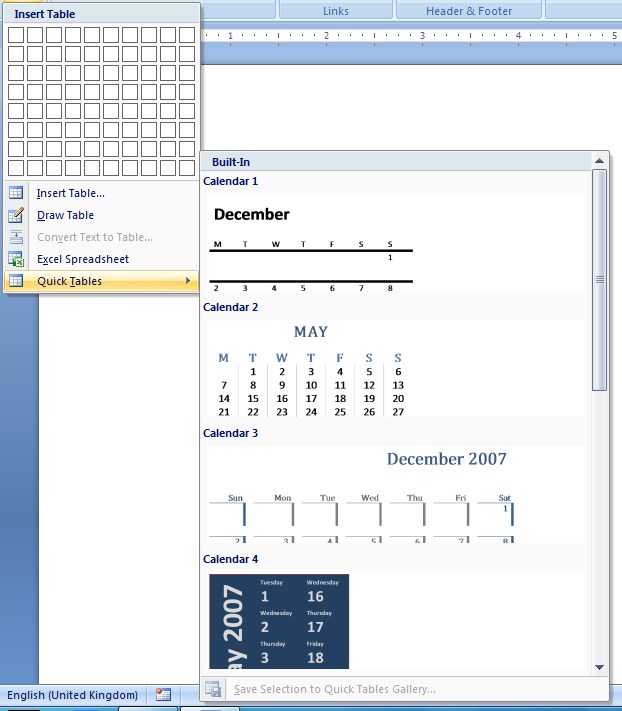 Quick Tables