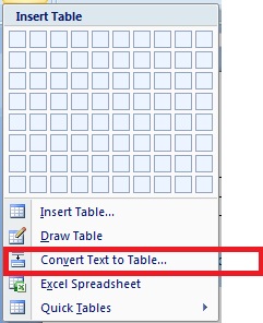 convert text to table