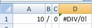 excel divide 0 error iferror