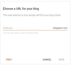 type blog url address